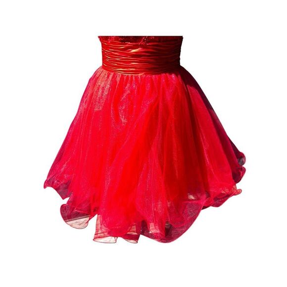 Sherri Hill 21227 red homecoming prom wedding rhinestone tutu sequence dress ￼ - Picture 8 of 14